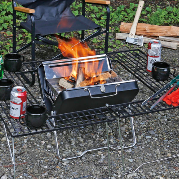 パール金属 アウトドア コンロ グリル V型ファイアグリル ブラック
