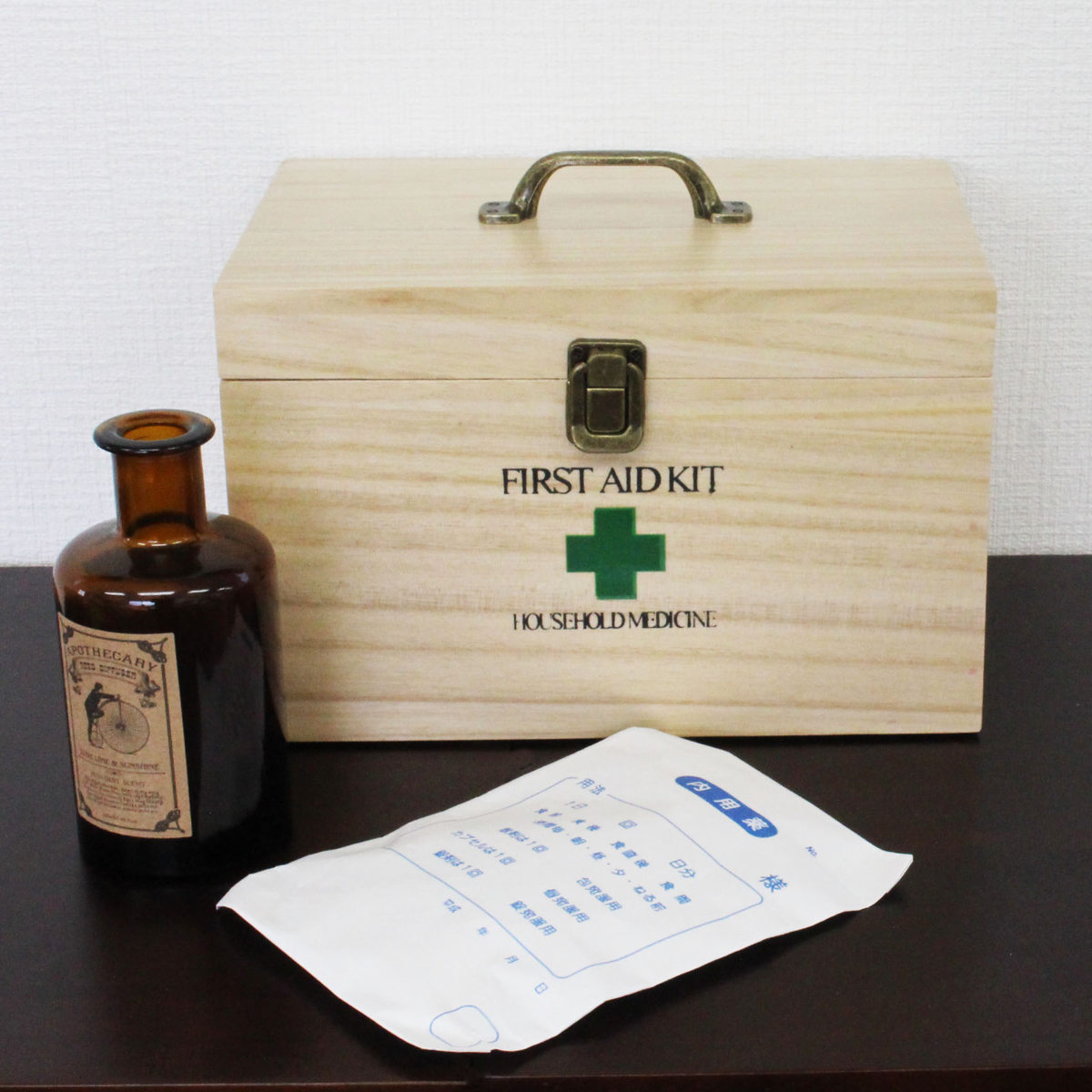 救急箱 天然木 仕切り トレー 桐 （ 薬ケース 救急ボックス 薬入れ