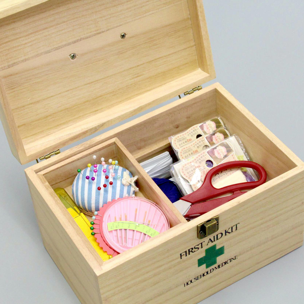 救急箱 天然木 仕切り トレー 桐 （ 薬ケース 救急ボックス 薬入れ