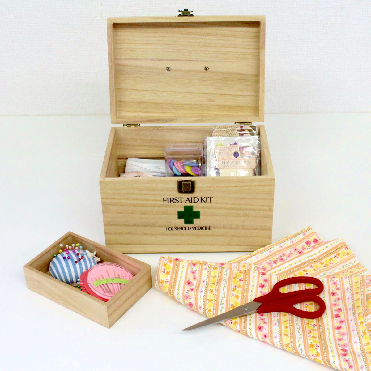 救急箱 天然木 仕切り トレー 桐 （ 薬ケース 救急ボックス 薬入れ