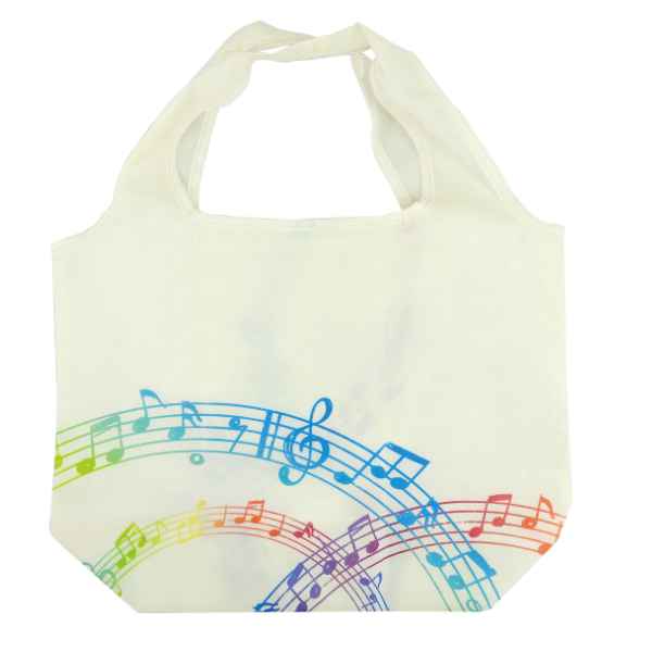 エコバッグ 音符 五線譜 音楽 Abeille ポケット収納 コンパクト