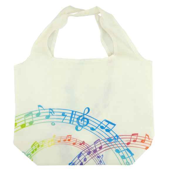 エコバッグ 音符 五線譜 音楽 Abeille ポケット収納 コンパクト