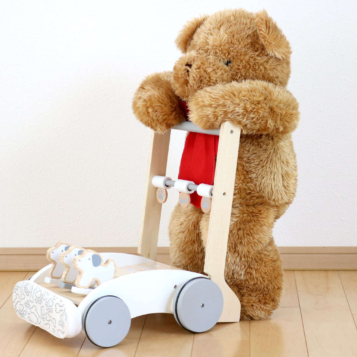 手押し車 おしぐるま いぬ 木製 北欧 つかまり立ち （ 赤ちゃん 押し車