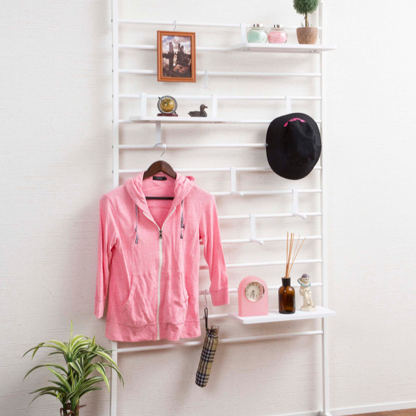 突っ張り ハンガー ラック 幅90cm つっぱり 収納 棚板 S字フック