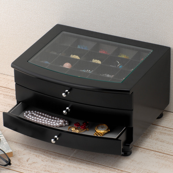 ミヤグチ企販 アクセサリーチェスト 3段収納 ジュエリーボックス