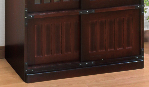 ミヤグチ企販 キャビネット 民芸調 格子デザイン 引き戸収納 幅67cm