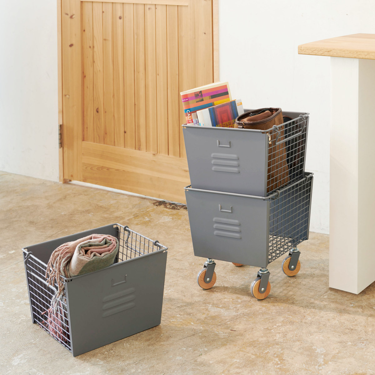 【引き取り限定】ヒステリック グラマー スタッキング収納ボックス 3個セット 弘益 スタッキングボックス セット 3個組 スチール製 LIV 幅31cm