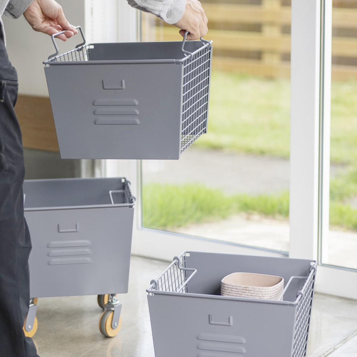 弘益 スタッキングボックス セット 3個組 スチール製 LIV 幅31cm