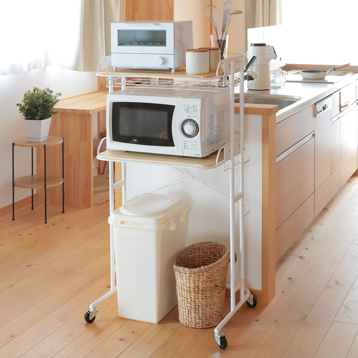 弘益 キッチンラック レンジ台 スチールフレーム 幅62cm （ 高さ調節