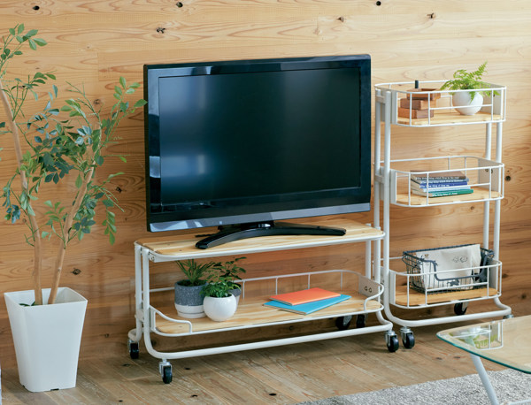 弘益 テレビ台 ローボード キャスター付 スチールフレーム 約幅85cm