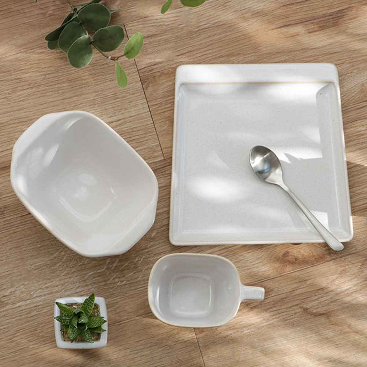 プレート 19cm square pottery スクエアポタリー 磁器 （ 食洗機対応