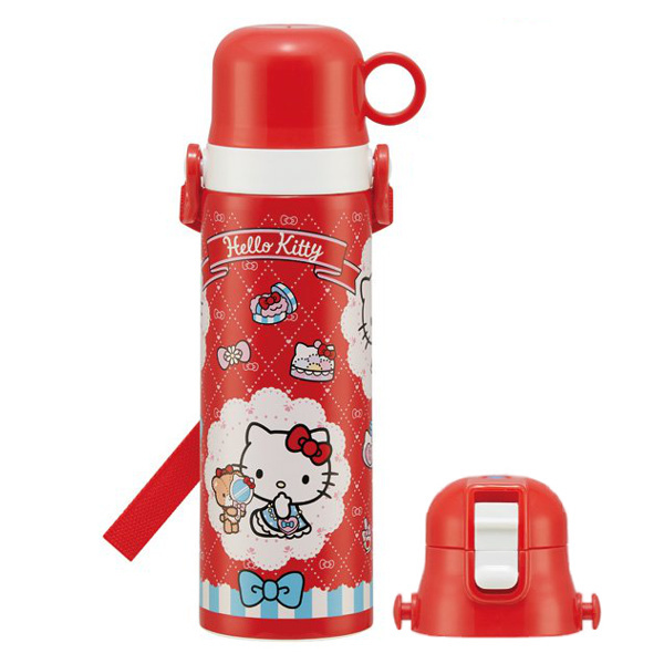 Hello Kitty レトロ 水筒 遠足用　【デッドストック】 未使用　希少 スケーター 水筒 キッズ ステンレス 570ml 軽量 直飲み コップ 2way
