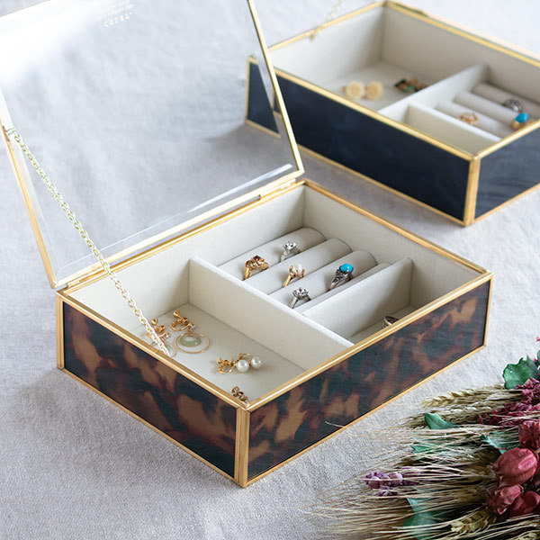 ジュエリーボックス キュレット ガラス アンティーク （ アクセサリー