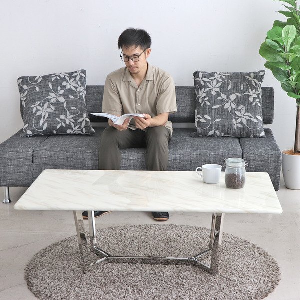 マーブル調センターテーブルセット センターテーブル 幅125cm 大理石 マーブル リビング テーブル ロー