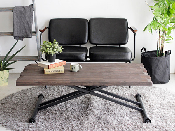 テーブル 高さ調整 幅120cm アカシア 木製 天然木 昇降式 センターテーブル ダイニングテーブル スチール脚 （ リビングテーブル 机 リフティングテーブル ） | ブランド登録なし | 17