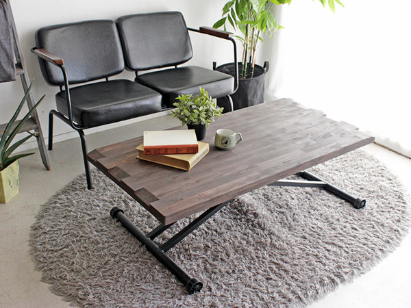 テーブル 高さ調整 幅120cm アカシア 木製 天然木 昇降式 センターテーブル ダイニングテーブル スチール脚 （ リビングテーブル 机 リフティングテーブル ） | ブランド登録なし | 19