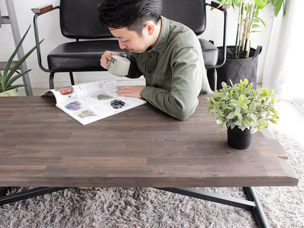 テーブル 高さ調整 幅120cm アカシア 木製 天然木 昇降式 センターテーブル ダイニングテーブル スチール脚 （ リビングテーブル 机 リフティングテーブル ） | ブランド登録なし | 04