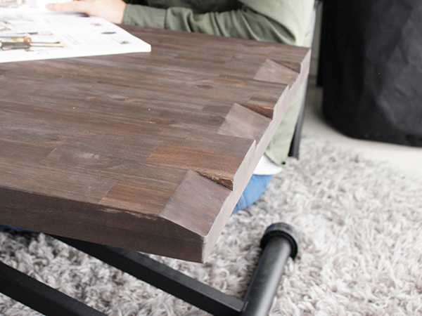 テーブル 高さ調整 幅120cm アカシア 木製 天然木 昇降式 センターテーブル ダイニングテーブル スチール脚 （ リビングテーブル 机 リフティングテーブル ） | ブランド登録なし | 06