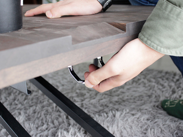 テーブル 高さ調整 幅120cm アカシア 木製 天然木 昇降式 センターテーブル ダイニングテーブル スチール脚 （ リビングテーブル 机 リフティングテーブル ） | ブランド登録なし | 07