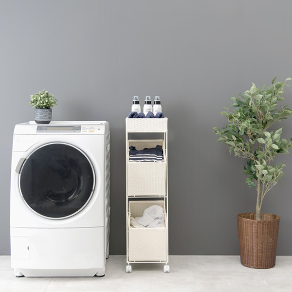 HAGiHARA（萩原） ランドリーラック 3段 ランドリーワゴン ランドリー