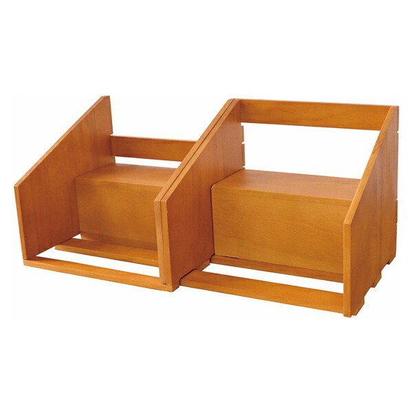 ブックスタンド スライド式 2段 本棚 （ 卓上 木製 伸縮 ラック ブック