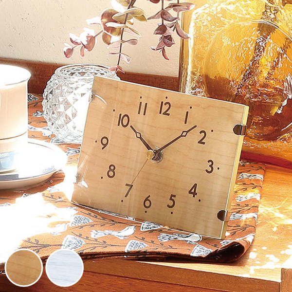 ノア精密 置き時計 四角 Healing stella 木目調 時計 シンプル