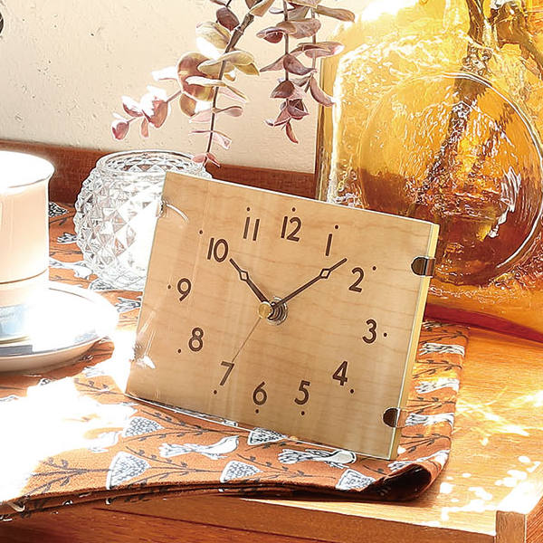 ノア精密 置き時計 四角 Healing stella 木目調 時計 シンプル