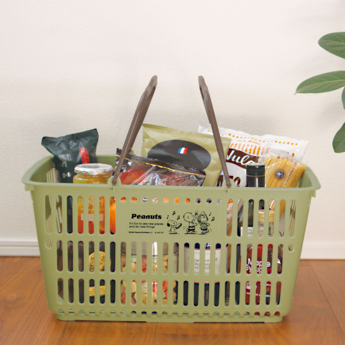 錦化成 バスケット 収納 スヌーピー ショッピングバスケット 買い物