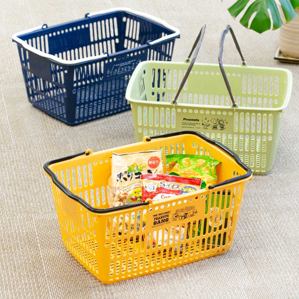 錦化成 バスケット 収納 スヌーピー ショッピングバスケット 買い物