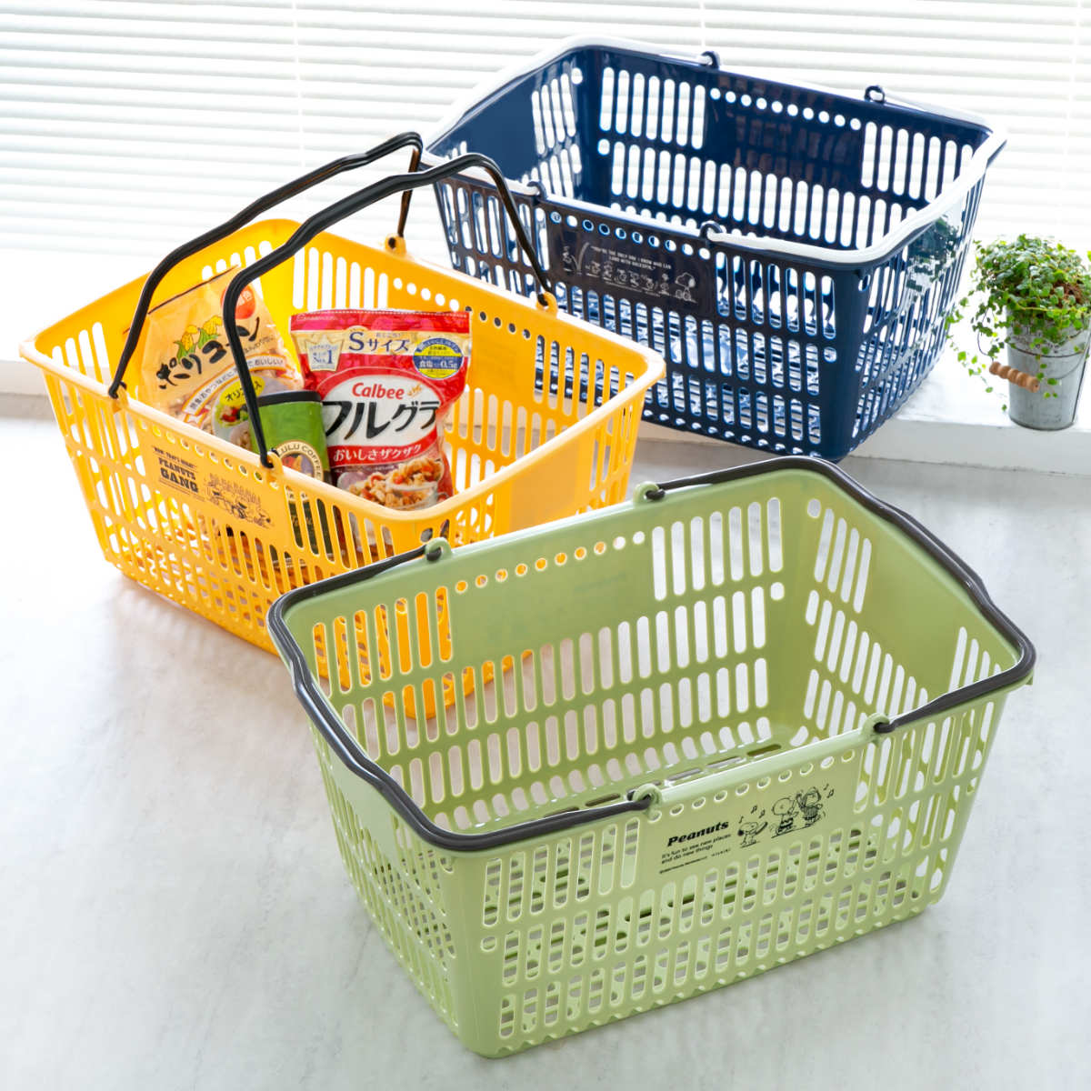 錦化成 バスケット 収納 スヌーピー ショッピングバスケット 買い物