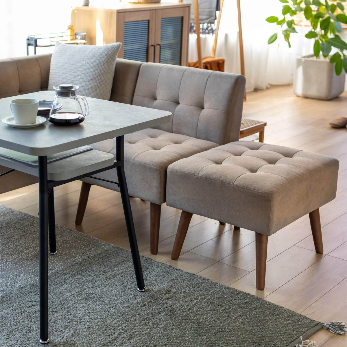 弘益 オットマン ミルド 高さ42cm 足置き スツール ソファ 木製