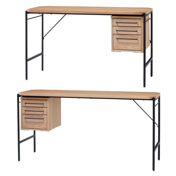 弘益 デスク 引き出し 3段 グラム ワークデスク専用 木製 天然木 突板