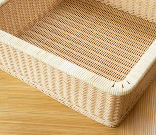 籐製 バスケット 内張付 ラタンかご 幅40cm （ 籐 かご カゴ 籠 脱衣