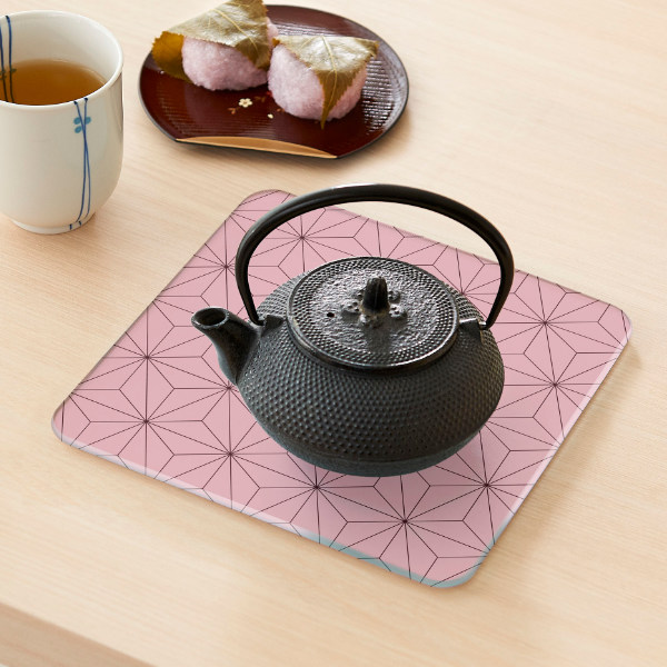 キッチントッププレート 鍋敷き 耐熱ガラス製 和柄 20×20cm ガラス