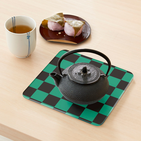 キッチントッププレート 鍋敷き 耐熱ガラス製 和柄 20×20cm ガラス