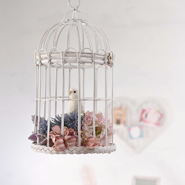 籐 バスケット 鳥かご風 姫系 fiore 直径24cm （ ラタン インテリア