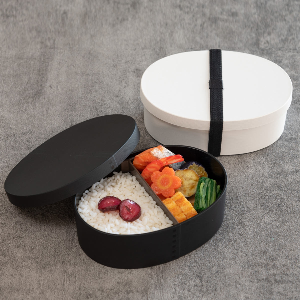 HAKOYA お弁当箱 1段 曲げわっぱ レンジ対応 800ml モノトーン曲げ