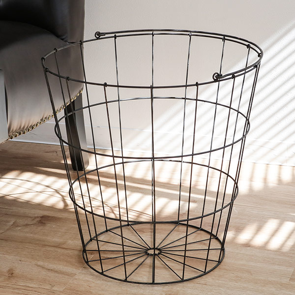 ちどり産業 ランドリーバスケット アンティーク 大容量 洗濯かご 丸型