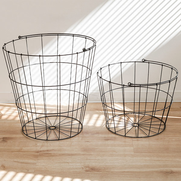 ちどり産業 ランドリーバスケット アンティーク 大容量 洗濯かご 丸型