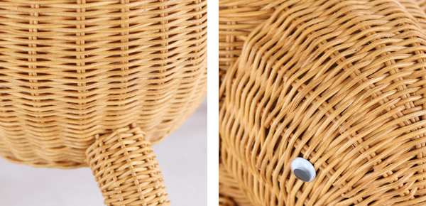 籐 バスケット ゾウ ラタン製 幅29cm （ 動物 アニマル かご アニマル