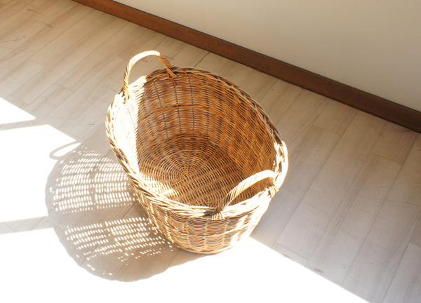 籐 バスケット 持ち手付 楕円型 ラタン製 かご 約幅56cm （ カゴ 籠