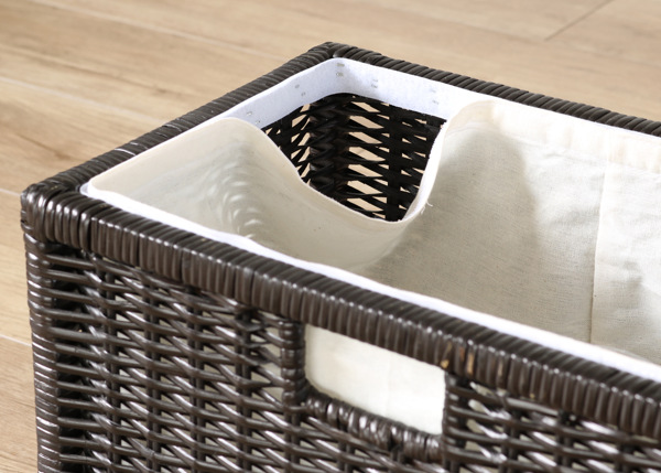 籐 バスケット 3個組 内布張り ラタン製 かご 約幅38cm （ ラタン