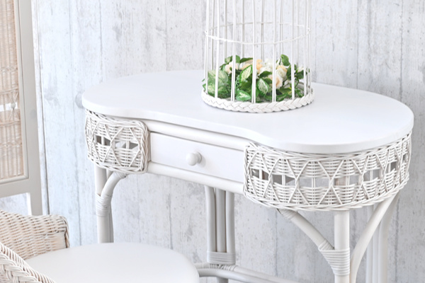 籐 デスク 引出し付 ラタン家具 姫系 fiore 幅75cm （ ラタン 机 つく