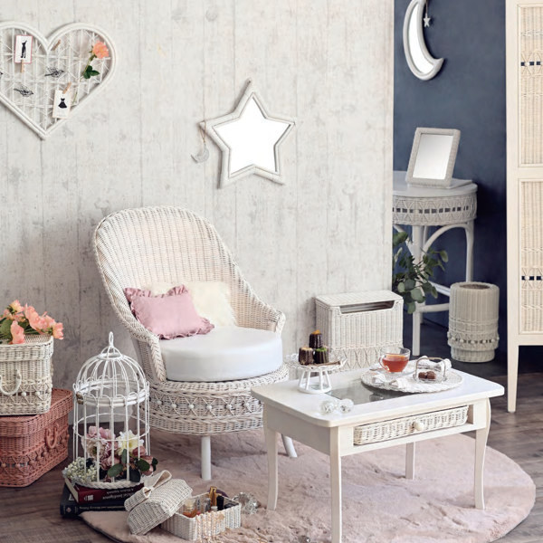 籐 デスク 引出し付 ラタン家具 姫系 fiore 幅75cm （ ラタン 机 つく