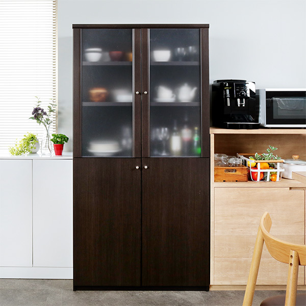 オーダー食器棚 フレーム扉付 強化棚板タイプ 幅81-90cm 奥行40cm