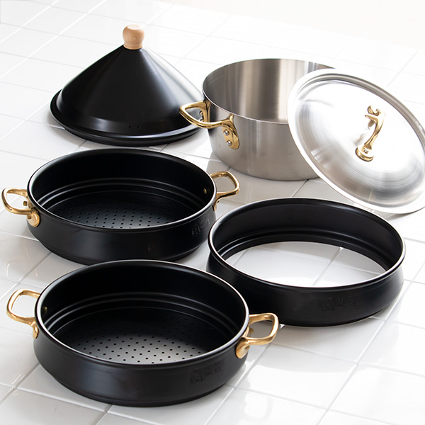 せいろ 21cm 蒸籠 ブラック 6点セット ステワ 蓋 両手鍋 蒸し器 業務用