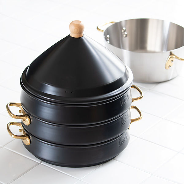せいろ 24cm 蒸籠 ブラック 6点セット ステワ 蓋 両手鍋 蒸し器 業務用
