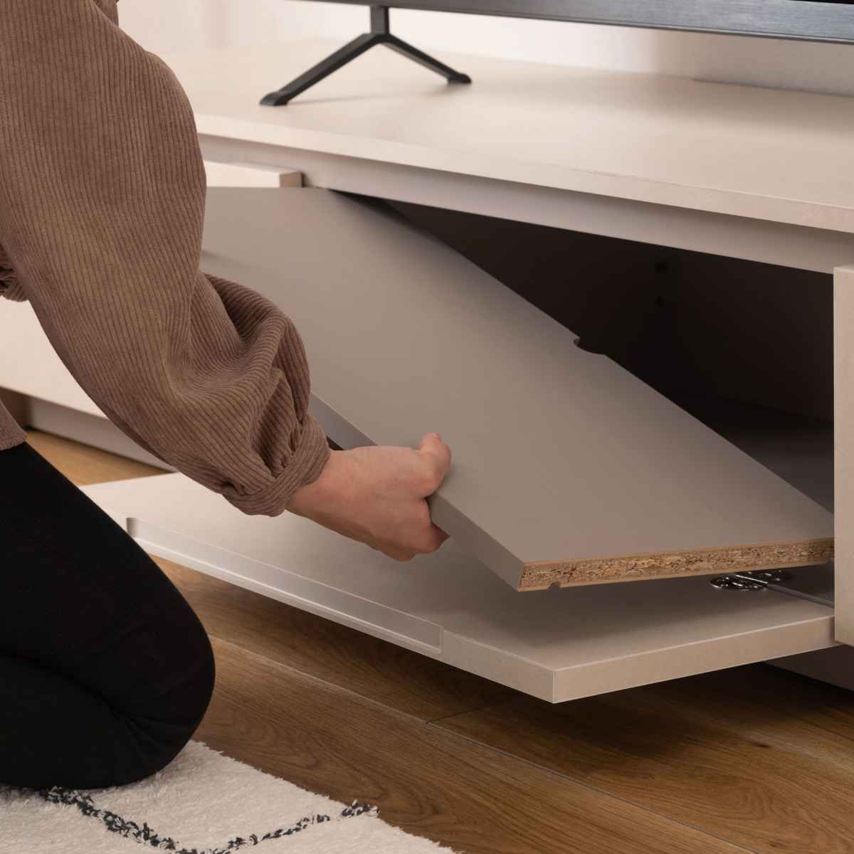 東谷 テレビ台 ローボード モルタル調 メラミンボード 幅180cm （ 開梱