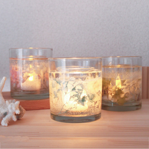 キャンドルホルダー ジェル ハーバリウム ガラス （ ティーライト