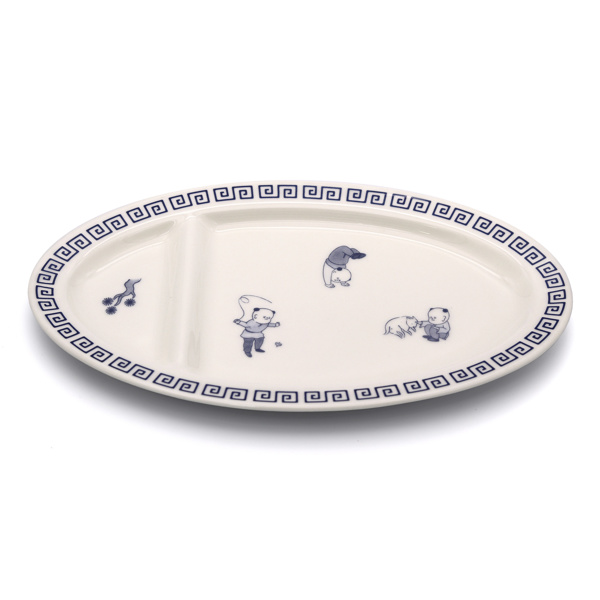 餃子皿 24cm おまち堂 皿 食器 中華食器 陶器 （ 電子レンジ対応 食洗